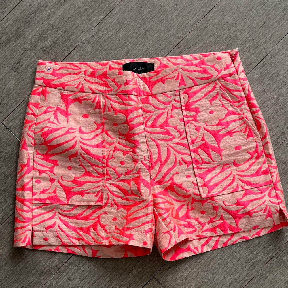 J. Crew High Waist Floral Pink and Cream Shorts